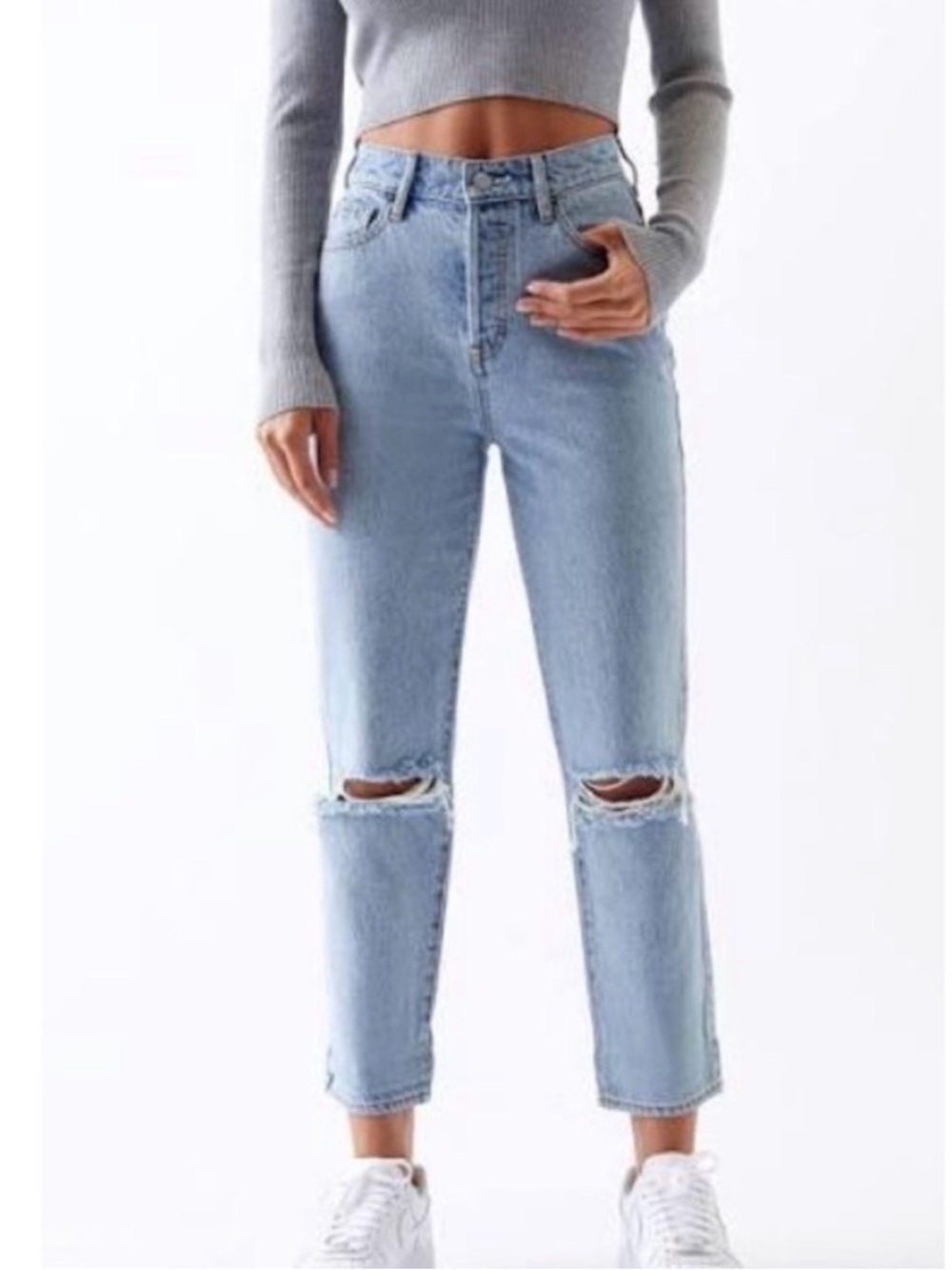 PacSun High Rise Straight Distressed Ripped Knees Cotton Jeans size 25